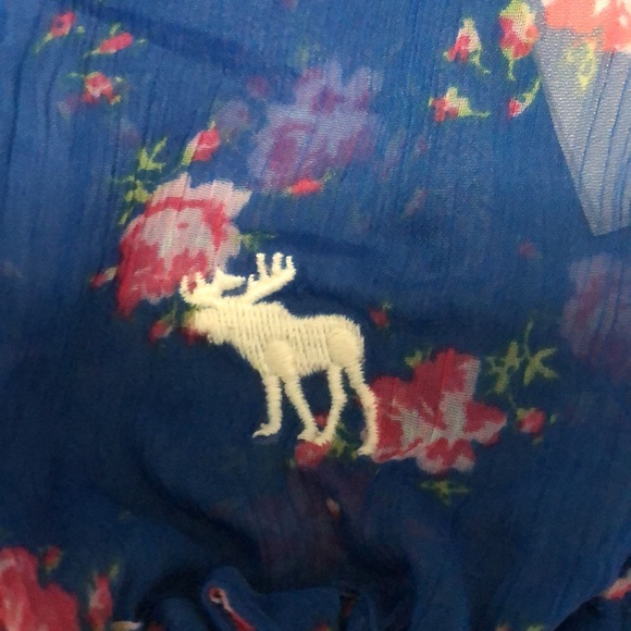 🫎 ABERCROMBIE  SHEER FLORAL ROYAL BLUE BLOuSE - Picture 6 of 6